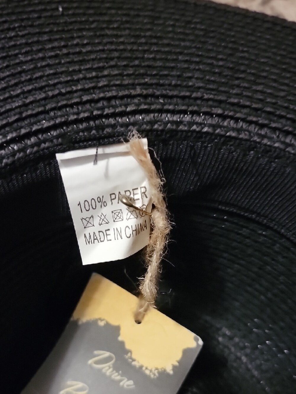 Black Straw Fedora Hat - Picture 6 of 6